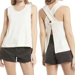 Madewell - Ottoman Jacquard Cross Back Tank Top - Small - Bright Ivory